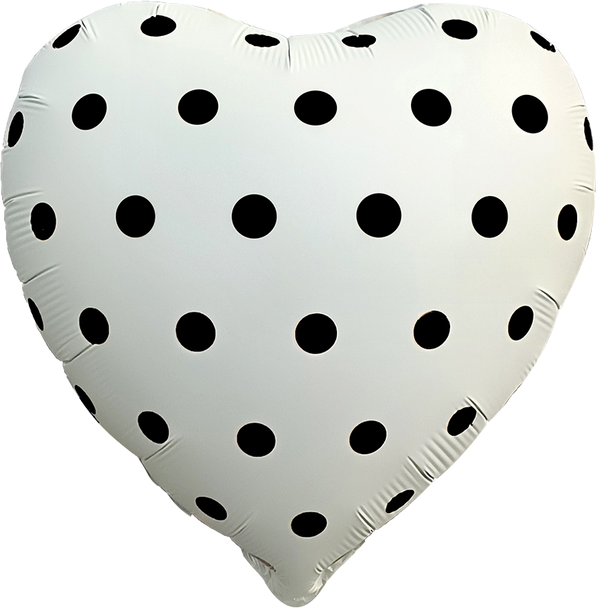 18"B Heart Cream with Black Dots Flat (10 count)