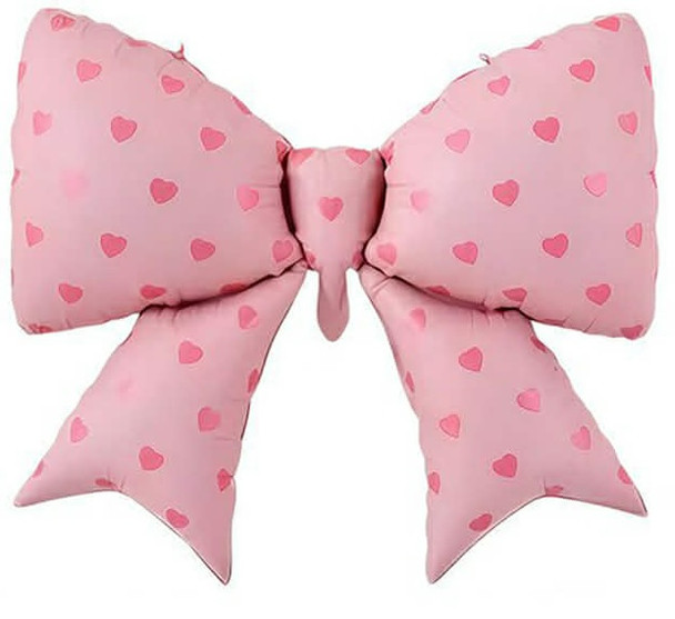 39"B Bow Pink with Pink Hearts flat (5 COUNT)