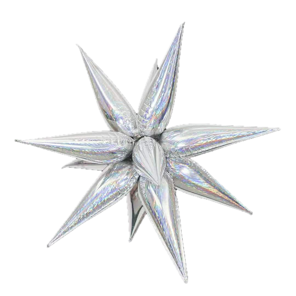 40"B Exploding Star Silver Hologram flat (1 COUNT)