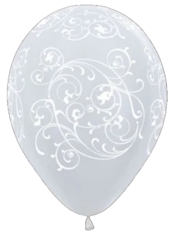 11"S Clear with White Filigree Print (50 count)