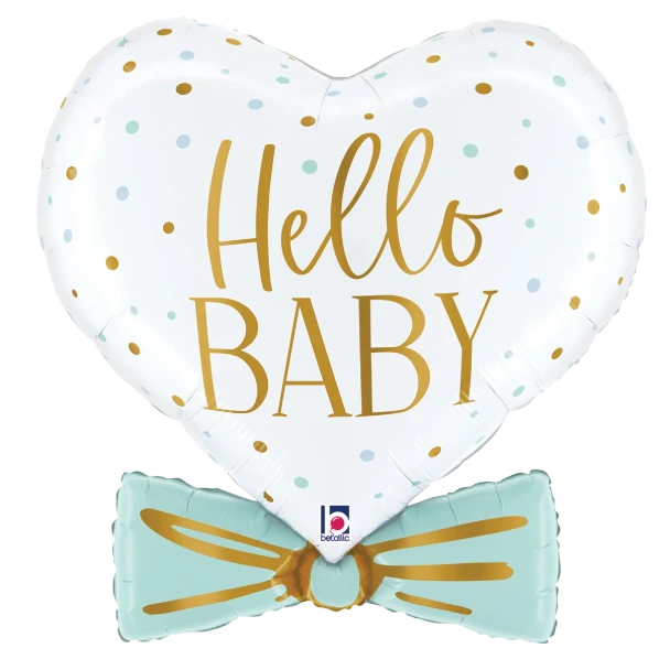 29"S Hello Baby Blue Bow Pkg (5 count)
