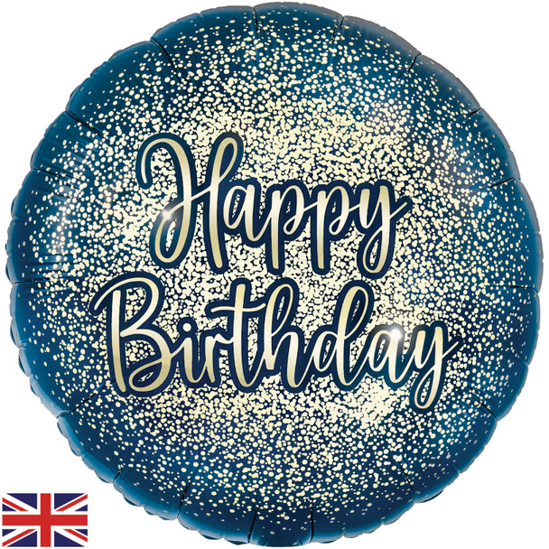 18"O Happy Birthday Navy Gold Pkg (5 COUNT)