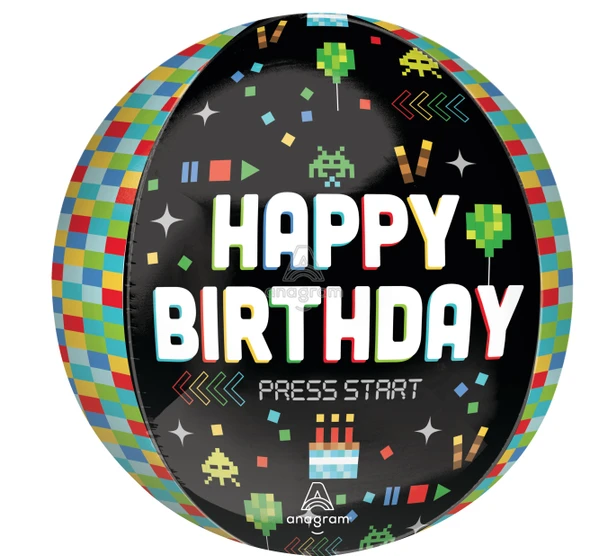 16"A Happy Birthday 8- Bit Orbz Pkg (5 count)