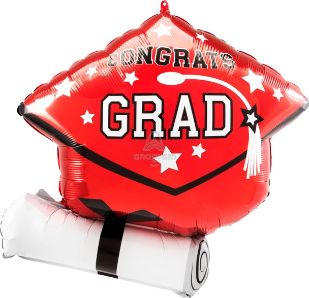 25"A Congrats Grad Be True To School Red flat (5 COUNT)