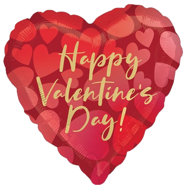 18"A Happy Valentine's Day Ombre Hearts flat (10 count)