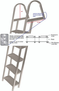 T.H. Marine 5-Step Ladder Aluminum W/Mounting Hardware (Ash2)