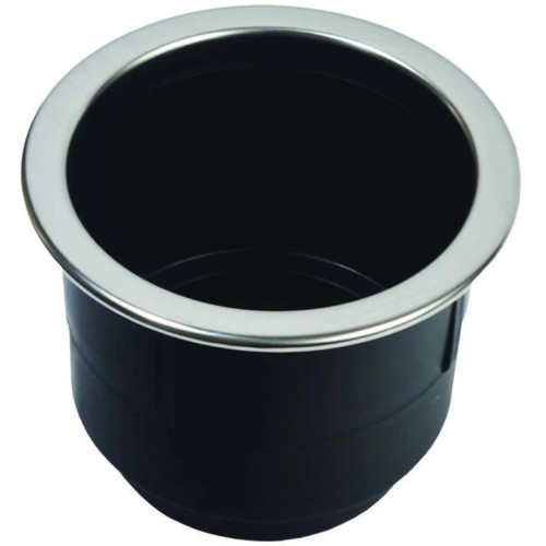 T.H. Marine Black Mldd Cup Holder With Stainless Steel Rim (Lch-1Sr-Dp)