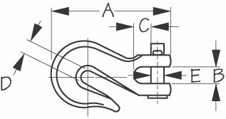 Sea-Dog Line Stainless Steel Clevis Grab Hook 1/4" (146706)