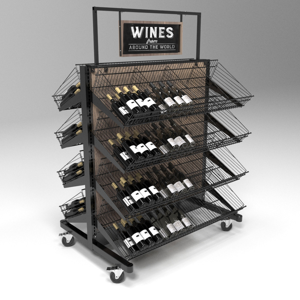 Wine Rack On Wheels Wine Trolley Table Retail Shop Display With