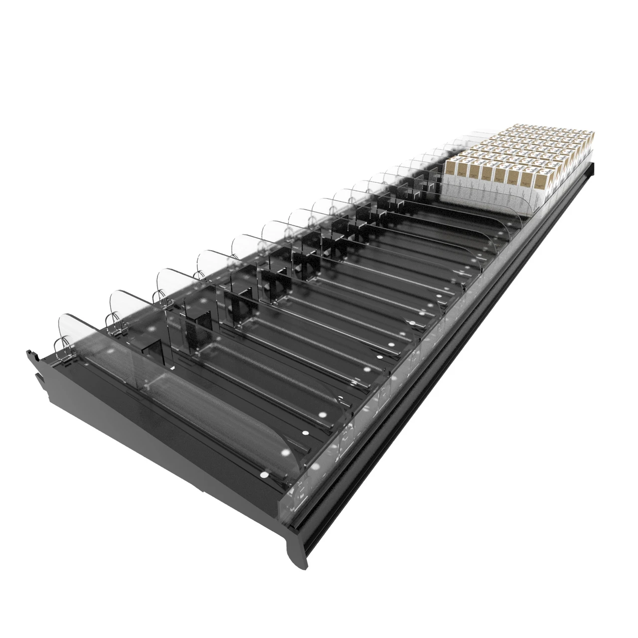 Black Gondola Shelf With Spring Loaded Pushers 48W | DGS Retail