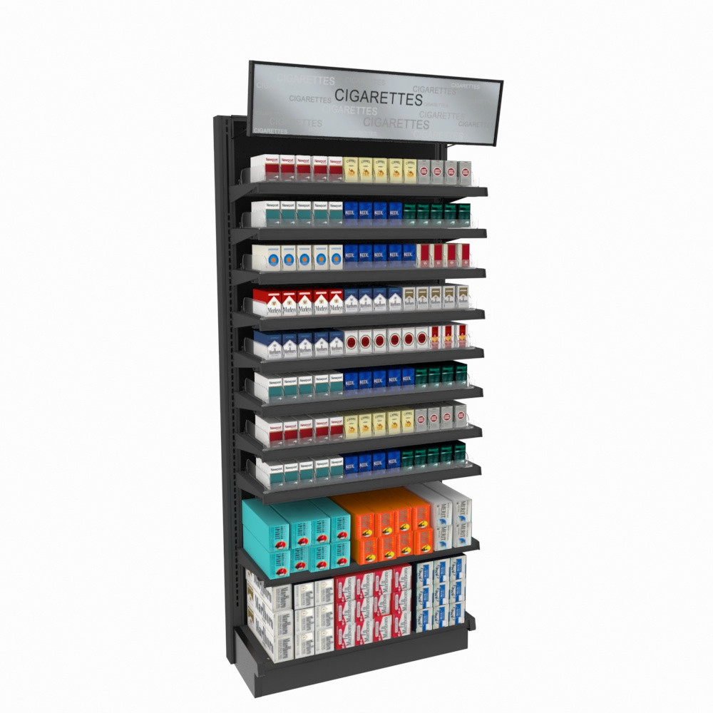 smokeless tobacco display TobacPro Cigarette Display Rack With Pushers, 10 Shelves 36W 84H
