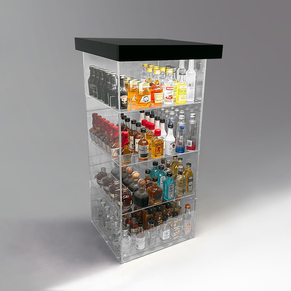 LED-Enhanced Mini Liquor Bottle Display Case ?Commercial-Grade Acrylic  Shadow Box for Liquor Stores
