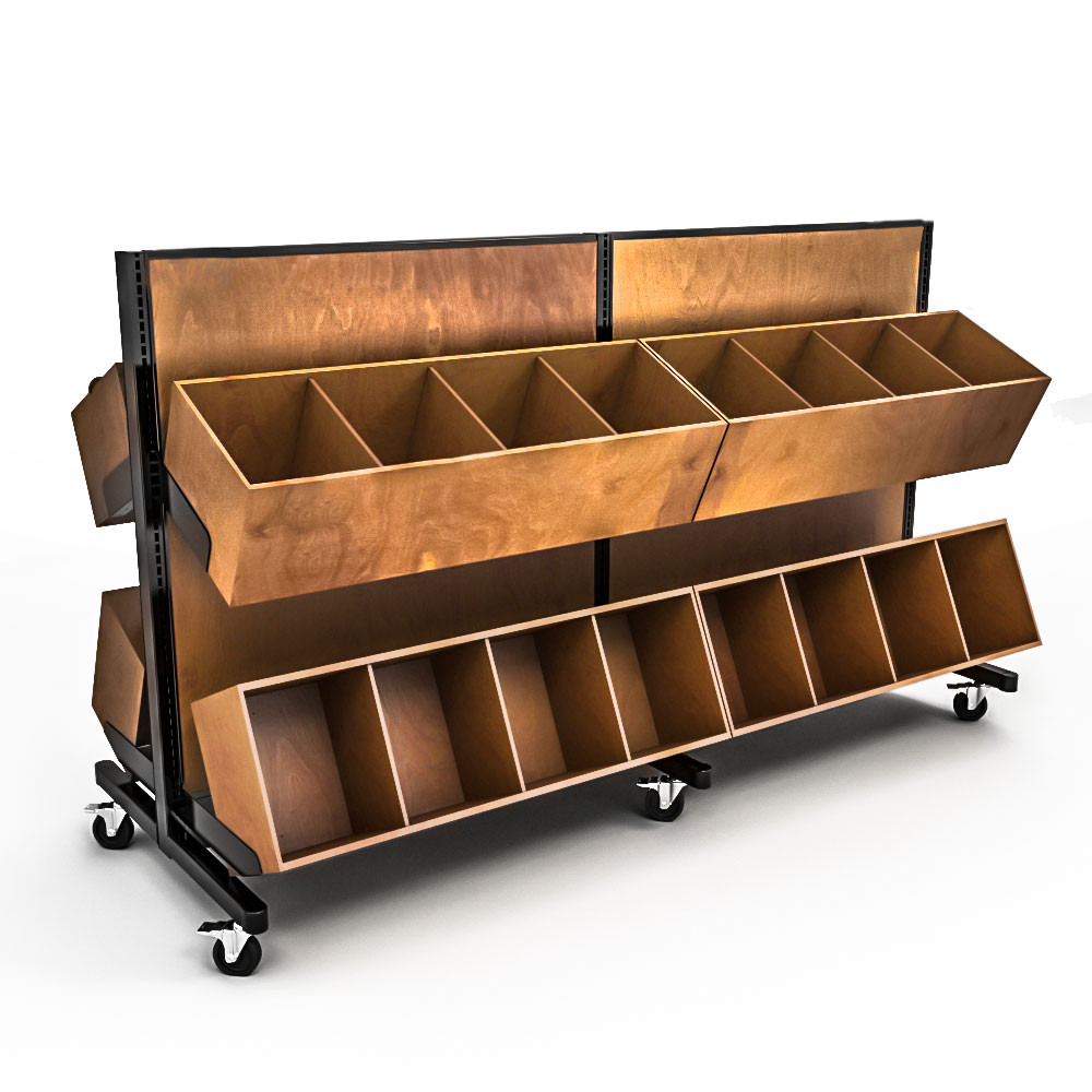 Wooden Rolling Lozier Gondola Display Units On Sale | DGS Retail