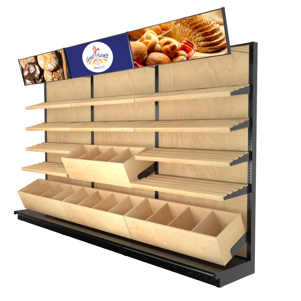 Commercial Wood Gondola Shelf Wall Unit With 17 Shelves | DGS Retail
