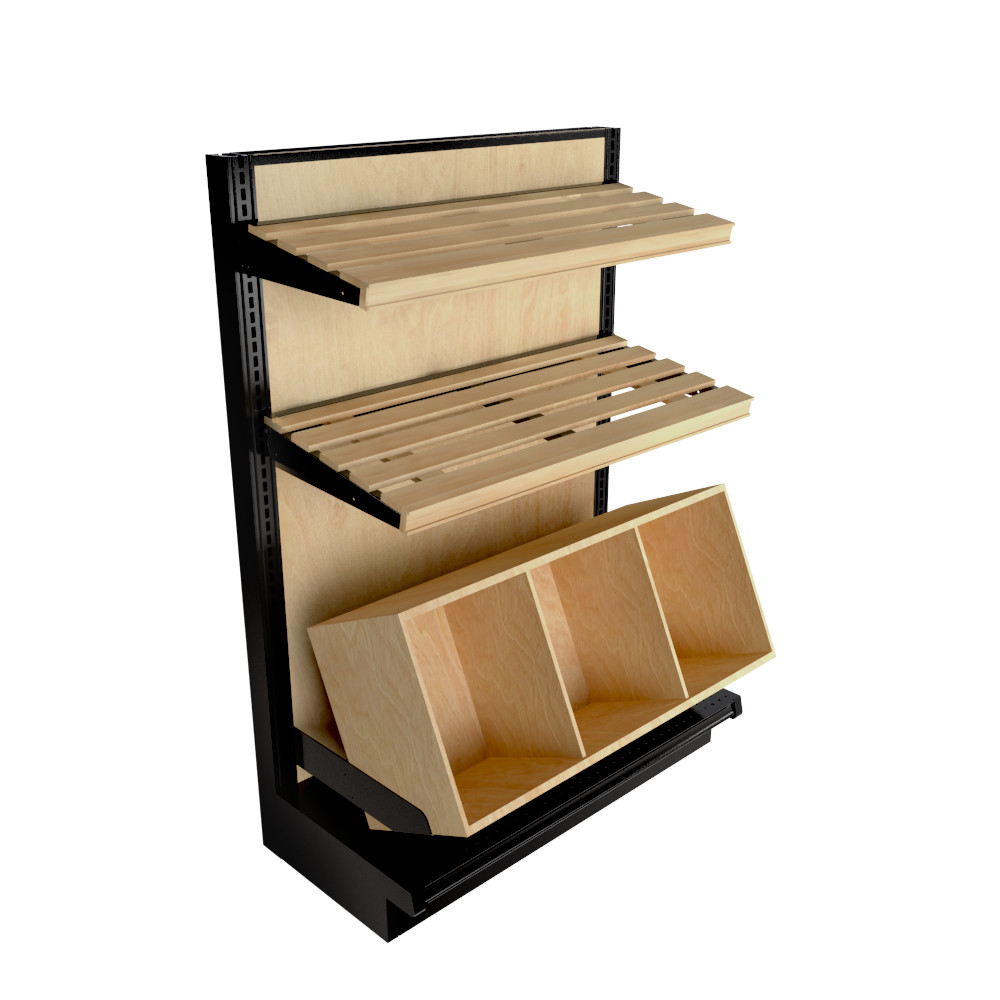 Wood Gondola Shelving Wall Unit With 4 Shelves For Sale | DGS Retail