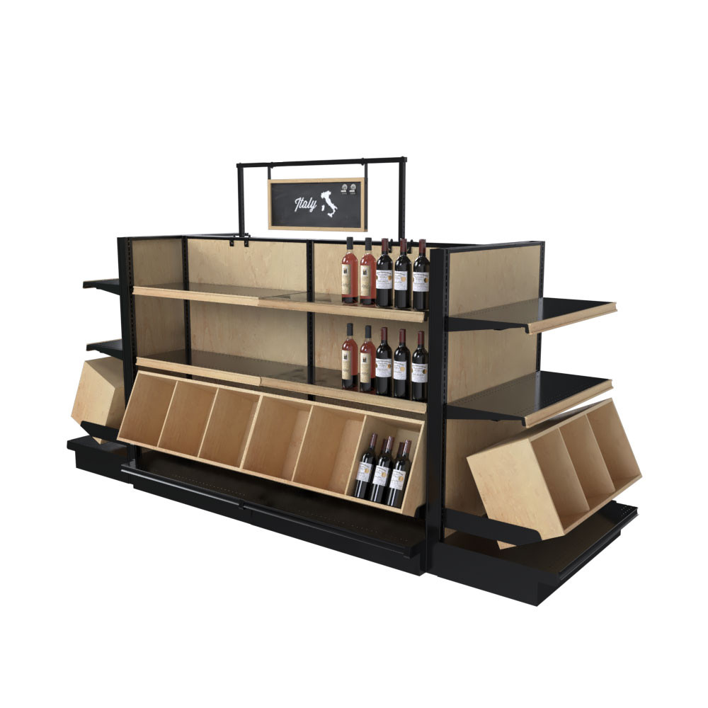 Commercial Wood Gondola Rack With 24 Shelves On Sale | DGS Retail