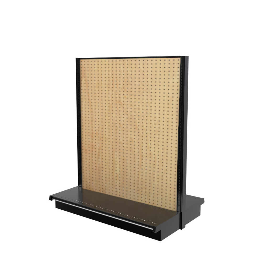 Lozier Gondola Shelving, Black and Woodgrain Peg 48W 54H 25D | DGS