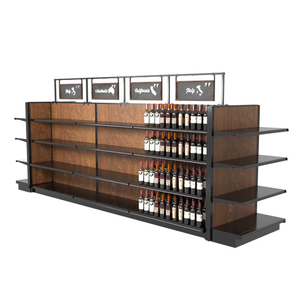 Black Liquor Store Shelving Island Display With 32 Shelves | DGS