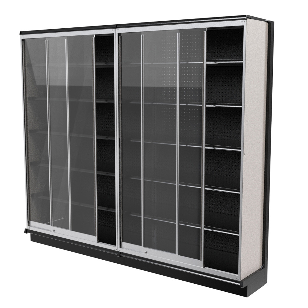 Lozier 8-Foot Wide Gondola Security Case with Black Shelving - 84H