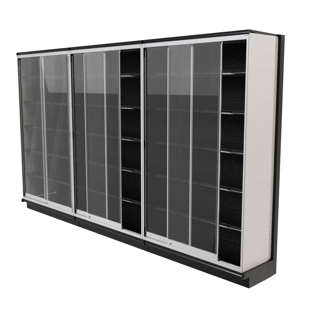 Lozier 12-Foot Wide Gondola Security Case with Black Shelving