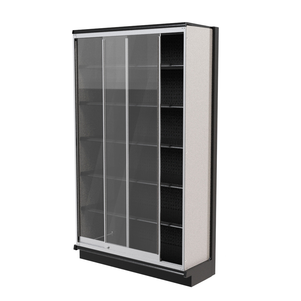 Lozier Gondola Security Case with Black Shelving, 7 Shelves 48W x