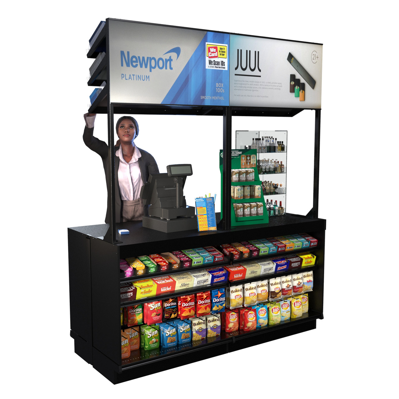 TobacPro Overhead Cigarette Display Rack 6 Shelves, Adjustable Spring  Pushers 72W 54H