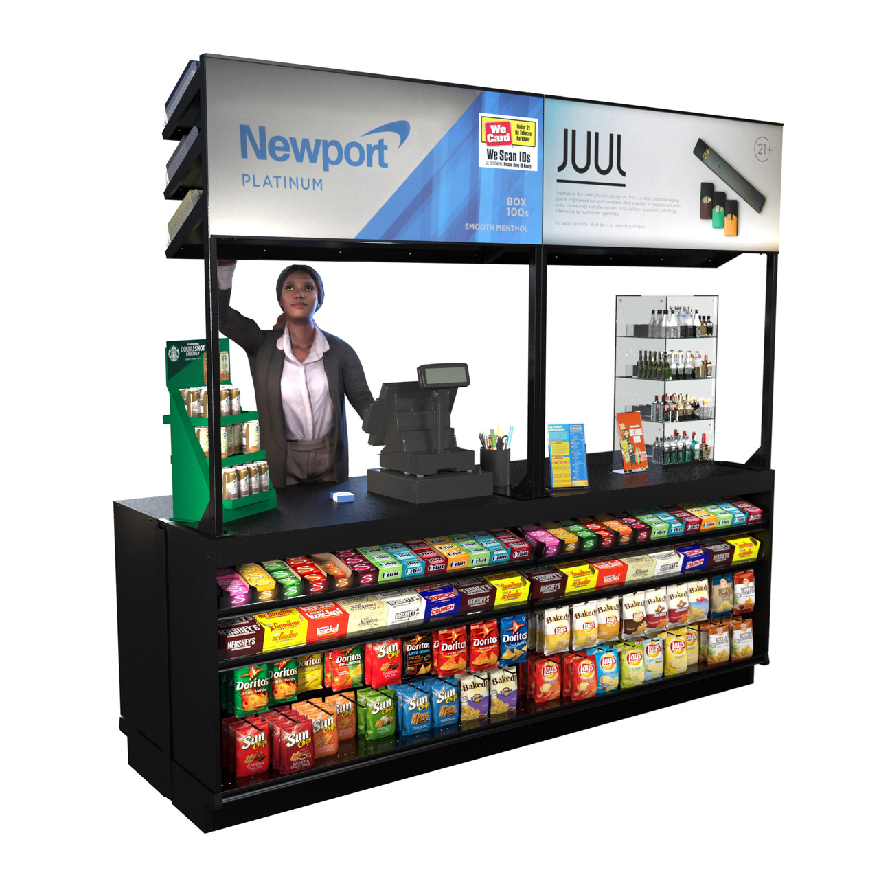 TobacPro Overhead Cigarette Display Rack 6 Shelves, Adjustable