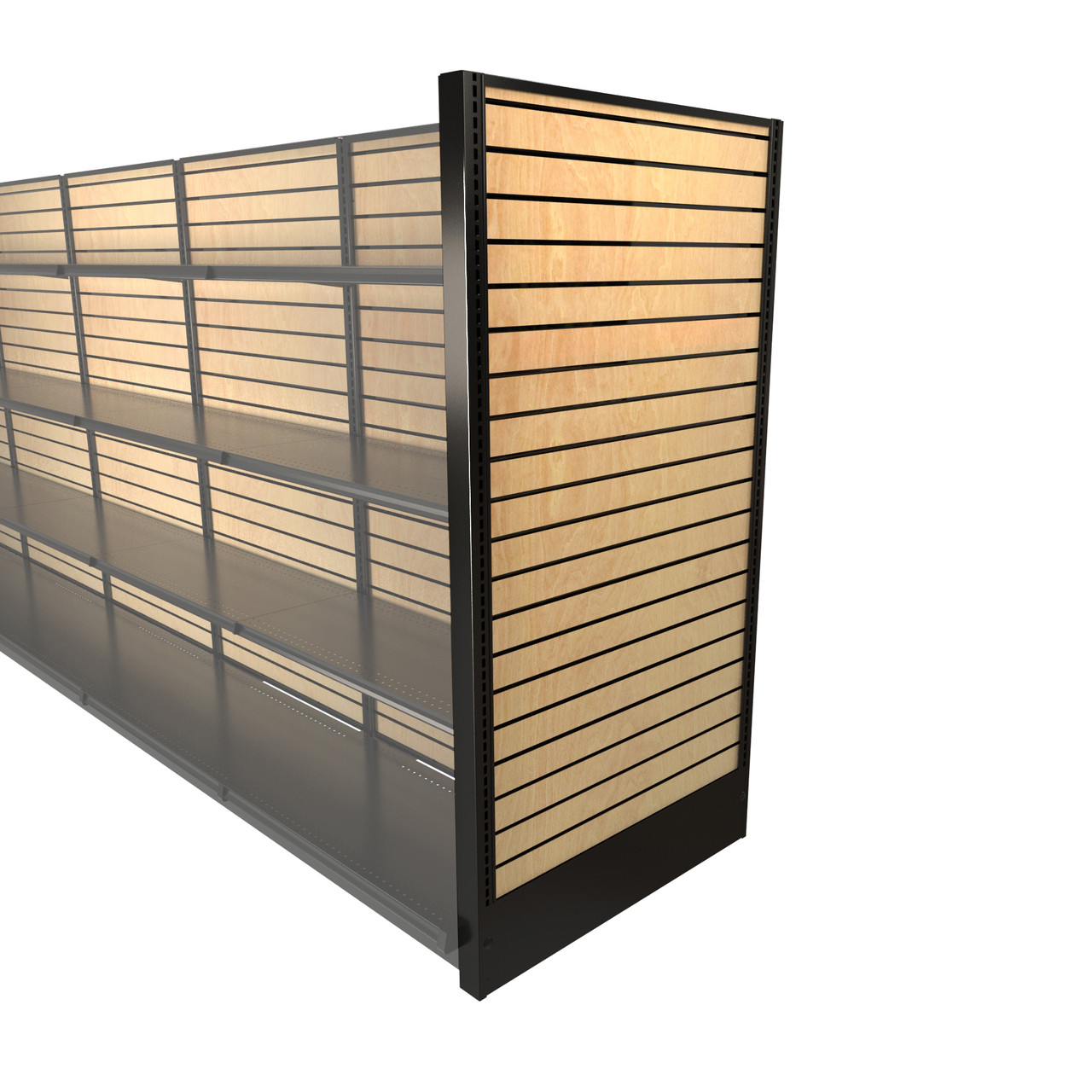 Lozier Gondola Shelving End Panel, Black and Wood Slatwall 36W 72H