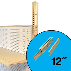 Lozier gondola extender shown on shelving upright extending 12 inches. Lozier gondola extender shown on shelving upright extending 12 inches.