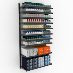 CostSaver Cigarette Display Rack 10 Shelves, Adjustable Spring Pushers 36W 84H CostSaver Cigarette Display Rack 10 Shelves, Adjustable Spring Pushers 36W 84H