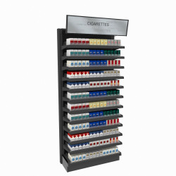 TobacPro Cigarette Display Rack With Pushers, 24 Shelves 72W 84H