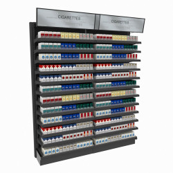TobacPro Cigarette Display Rack With Pushers, 24 Shelves 72W 84H