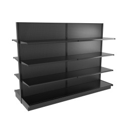 Lozier Island Gondola Shelving Unit with 16 Shelves Black 96W 60H