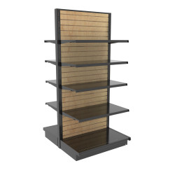 Wood Slatwall Gondola Shelving With 5 Shelves | Holds 2100 Lbs