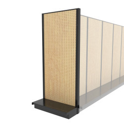 Lozier Shelving End Cap Display, Black and Wood Pegboard 36W 84H 13D Lozier Shelving End Cap Display, Black and Wood Pegboard 36W 84H 13D