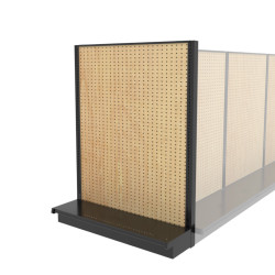 Lozier Shelving End Cap Display, Black and Wood Pegboard 48W 60H 13D Lozier Shelving End Cap Display, Black and Wood Pegboard 48W 60H 13D