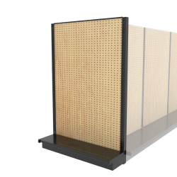 Lozier Shelving End Cap Display, Black and Wood Pegboard 48W 60H 22D Lozier Shelving End Cap Display, Black and Wood Pegboard 48W 60H 22D