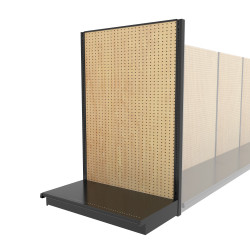 Lozier Shelving End Cap Display, Black and Wood Pegboard 48W 72H 25D
