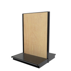 Lozier Gondola Double Sided Starter, Black and Wood Pegboard 48W 72H 25D Lozier Gondola Double Sided Starter, Black and Wood Pegboard 48W 72H 25D