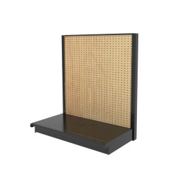 Lozier Gondola Wall Display Starter, Black and Wood Pegboard 48W 54H 25D