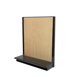 Lozier Gondola Wall Display Starter, Black and Wood Pegboard 48W 60H 16D