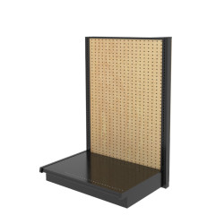 Lozier Gondola Wall Display Starter, Black and Wood Pegboard 36W 54H 22D