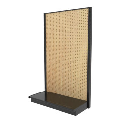 Lozier Gondola Wall Display Starter, Black and Wood Pegboard 48W 84H 22D