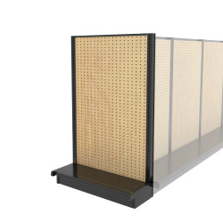 Lozier Shelving End Cap Display, Black and Wood Pegboard 36W 54H 16D Lozier Shelving End Cap Display, Black and Wood Pegboard 36W 54H 16D