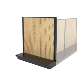 Lozier Shelving End Cap Display, Black and Wood Pegboard 48W 54H 16D Lozier Shelving End Cap Display, Black and Wood Pegboard 48W 54H 16D
