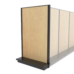 Lozier Shelving End Cap Display, Black and Wood Pegboard 48W 84H 16D