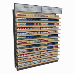 TobacPro Cigarette Display Rack With Pushers, 24 Shelves 72W 84H