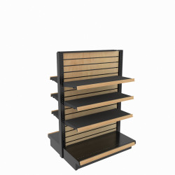 Wood Slatwall Gondola Island Unit With 8 Shelves, Wood Tag Molding 36W 54H 29D Wood Slatwall Gondola Island Unit With 8 Shelves, Wood Tag Molding 36W 54H 29D