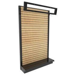 Wood Slatwall Lozier Gondola Shelving Wall Display With Sign Holder 48W 84H 13D Wood Slatwall Lozier Gondola Shelving Wall Display With Sign Holder 48W 84H 13D