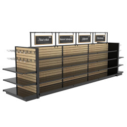 Wooden Slatwall Gondola Unit for Liquor & Wine Display | Heavy